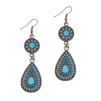 Zinc Alloy Drop Earring with Resin antique gold color plated Bohemian style & enamel nickel lead & cadmium free Sold By Pair