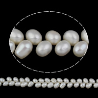 Lagerluft Süßwasser Perlen, Natürliche kultivierte Süßwasserperlen, Reis, natürlich, weiß, 7-8mm, Bohrung:ca. 0.8mm, verkauft per ca. 15 ZollInch Strang