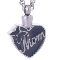 316L Stainless Steel Cinerary Casket Pendant, Heart, word mom, Mother Day Jewelry & enamel, original color, 19x27mm, Hole:Approx 4mm, Sold By PC
