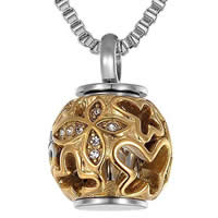316L Stainless Steel Cinerary Casket Pendant Box detachable & with letter pattern & two tone Approx 4mm Sold By PC