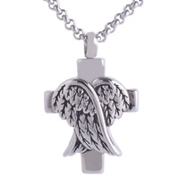 316L Stainless Steel Cinerary Casket Pendant, Wing Shape, blacken, original color, 20x30mm, Hole:Approx 4mm, Sold By PC