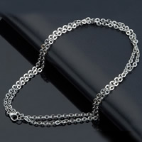 Stainless Steel Chain Necklace, different length for choice & oval chain, original color, 2.4mm, Sold By Strand