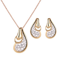 Zinc Alloy Jewelry Sets earring & necklace stainless steel post pin plated rope chain & for woman & two tone & hollow nickel lead & cadmium free  Length Approx 17.7 Inch Sold By Lot