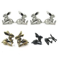 Brass Split Earring Rabbit plated detachable & animal design nickel lead & cadmium free 25mm Sold By PC