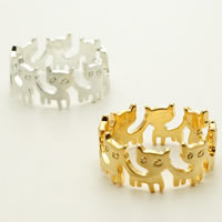 Brass Finger Ring Cat plated animal design nickel lead & cadmium free 6-8mm US Ring Sold By PC
