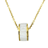 Crystal náhrdelník, Nerez, s Krystal, Kobliha, barva pozlacený, oválný řetězu & pro ženy, 7x13.5x13.5mm, 2x1.5x0.3mm, Prodáno za Cca 18 inch Strand