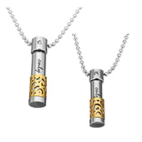 Stainless Steel Jewelry Necklace, plated, different size for choice & ball chain & with letter pattern & for woman & with rhinestone & two tone, Sold By Strand