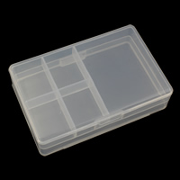 Boîte à bijoux de perles , plastique, rectangle, 5 cellules, 122x79x39mm, Vendu par PC