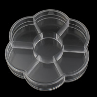 Smykker Perler Container, Plastic, Flower, 7-celler, 103x103x18mm, Solgt af PC