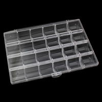 Smykker Perler Container, Plastic, Rektangel, 24 celler, 182x130x25mm, Solgt af PC