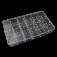 Smykker Perler Container, Plastic, Rektangel, 18 celler, 292x167x48mm, Solgt af PC