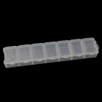 Caixa de jóias da unha, plástico, Retângulo, 7 células, 155x30x19mm, 2PCs/Bag, vendido por Bag
