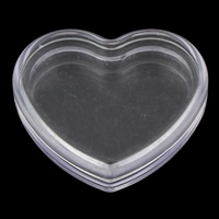 Smykker Perler Container, Plastic, Heart, 44x38x13mm, 12pc'er/Bag, Solgt af Bag