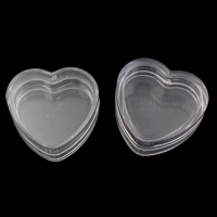 Jewelry Beads Container, Plastic, Heart, 31x29x15mm, 12PCs/Bag, Sold By Bag