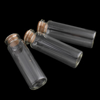 Glass Wish Bottle, with wood stopper, 22x70mm, 12PCs/Bag, Sold By Bag