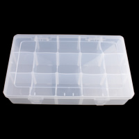 Smykker Perler Container, Plastic, Rektangel, 15 celler, 275x165x57mm, Solgt af PC