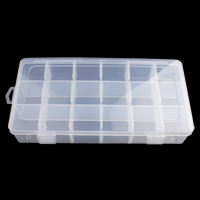 Smykker Perler Container, Plastic, Rektangel, 18 celler, 225x113x42mm, Solgt af PC