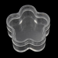 Smykker Perler Container, Plastic, Flower, 30x31x16mm, 12pc'er/Bag, Solgt af Bag