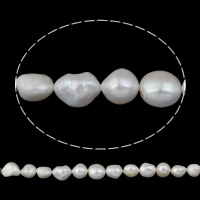 Perles nacres baroques de culture d'eau douce , perle d'eau douce cultivée, naturel, blanc, 13-14mm, Trou:Environ 0.8mm, Vendu par 15.7 pouce brin