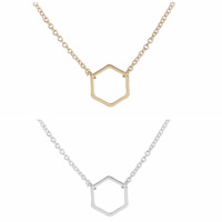 Brass Necklace, Hexagon, plated, oval chain, more colors for choice, nickel, lead & cadmium free, 450mm, Sold Per Approx 17.5 Inch Strand
