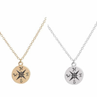 Brass Necklace Compass plated oval chain & blacken nickel lead & cadmium free 450mm Sold Per Approx 17.5 Inch Strand