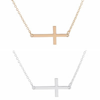 Messing Halskette, Kreuz, plattiert, Oval-Kette, keine, frei von Nickel, Blei & Kadmium, 450mm, verkauft per ca. 17.5 ZollInch Strang