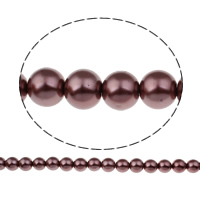 Perles de nacre en verre, perle de verre, Rond, normes différentes pour le choix, violet foncé, Trou:Environ 1mm, Vendu par Environ 31.4 pouce brin