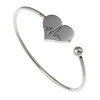 Stainless Steel Cuff Bangle Heart original color Inner Approx Length Approx 6.5 Inch Sold By PC