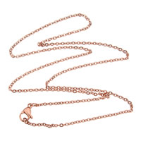 Stainless Steel Necklace Chain, 18K rose gold plated, twist oval chain, 2x1.50x0.30mm, Sold Per Approx 18 Inch Strand