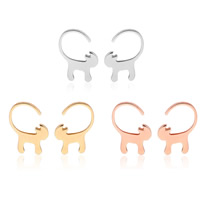 Brass Stud Earring Cat plated nickel lead & cadmium free Sold By Pair