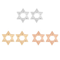 Latão Brinco, cobre, Estrela de David, banhado, Mais cores pare escolha, níquel, chumbo e cádmio livre, 10x10mm, vendido por par