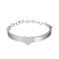 Bijoux bracelet en acier inoxydable, avec 2lnch chaînes de rallonge, coeur, pour femme, couleur originale, 63x13x4mm, 8x6x1mm, Vendu par Environ 7.5 pouce brin