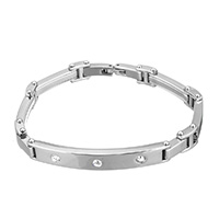 Men Bracelet, Stainless Steel, for man & with rhinestone, original color, 50.5x8x4.5mm, 22x5x3.5mm, Sold Per Approx 8 Inch Strand