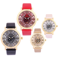 Women Wrist Watch PU Leather with Glass & Zinc Alloy plated stoving varnish & adjustable & for woman & enamel & hollow nickel lead & cadmium free Length Approx 9.4 Inch Sold By Lot