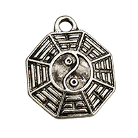 Tibetan Style Pendants, Octagon, antique silver color plated, ying yang, nickel, lead & cadmium free, 15x19x2mm, Hole:Approx 2mm, 800PCs/Lot, Sold By Lot