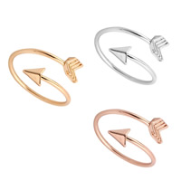 Brass Cuff Finger Ring, Arrow, plated, more colors for choice, nickel, lead & cadmium free, 16-19mm, US Ring Size:6-9, Sold By PC