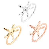 Brass Finger Ring, Starfish, plated, different size for choice, more colors for choice, nickel, lead & cadmium free, 16-19mm, Sold By PC