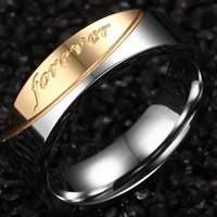 Stainless Steel Finger Ring for Men word forever plated & for man & two tone 6mm Sold By PC