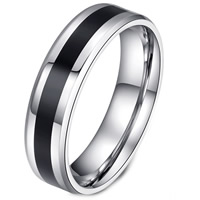 Hombres de acero inoxidable anillo del dedo, diverso tamaño para la opción & para hombre & esmalte, 6mm, Vendido por UD