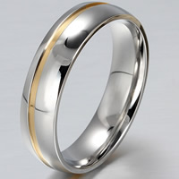 Hombres de acero inoxidable anillo del dedo, chapado, diverso tamaño para la opción & para hombre & 2-tono, 6mm, Vendido por UD