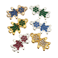 Tibetan Style, Character, plated, with rhinestone & 1/1 loop, more colors for choice, nickel, lead & cadmium free, 12x20x2mm, Hole:Approx 1.5mm, 200PCs/Lot, Sold By Lot