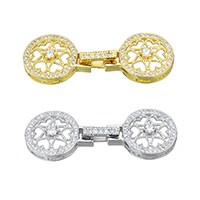 Brass Fold Over Clasp Flat Round plated micro pave cubic zirconia & hollow nickel lead & cadmium free Approx Sold By Lot