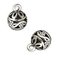 Tibetan Style Pendants, Round, antique silver color plated, nickel, lead & cadmium free, 11.50x16x11.50mm, Hole:Approx 2.2mm, 80PCs/Lot, Sold By Lot