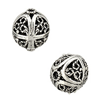 Tibetan Style Hollow Beads, Round, antique silver color plated, nickel, lead & cadmium free, 17.50x16x15mm, Hole:Approx 2.3mm, 50PCs/Lot, Sold By Lot