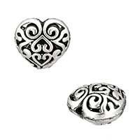 Tibetan Style Hollow Beads, Heart, antique silver color plated, nickel, lead & cadmium free, 14x13x8mm, Hole:Approx 2mm, 120PCs/Lot, Sold By Lot