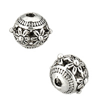 Zinc Alloy Hollow Beads Round antique silver color plated nickel lead & cadmium free Approx 1.4mm Sold By Lot