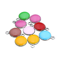 Stainless Steel Pendants, Flat Round, different size for choice & enamel, more colors for choice, Hole:Approx 1mm, 200PCs/Lot, Sold By Lot