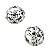 Zinc Alloy Hollow Beads Round antique silver color plated nickel lead & cadmium free Approx 1.3mm Sold By Lot