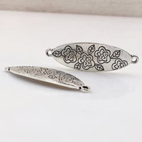 Tibetan Style Connector, Flat Oval, antique silver color plated, 1/1 loop, lead & cadmium free, 13x42mm, Hole:Approx 2mm, 20PCs/Bag, Sold By Bag