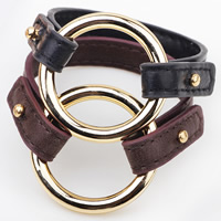 Men Bracelet Cowhide with Zinc Alloy gold color plated for man nickel lead & cadmium free Sold Per Approx 7.8 Inch Strand